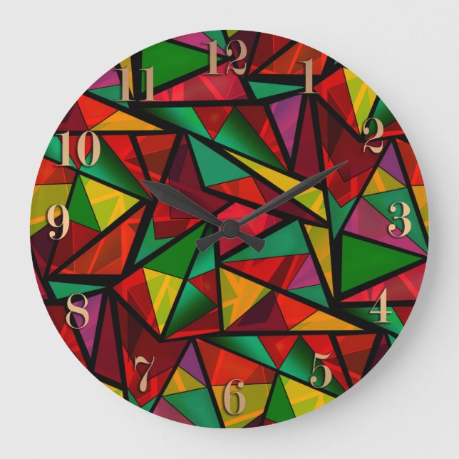 Seamless abstract modern geometrical shapes triang large clock (Front)