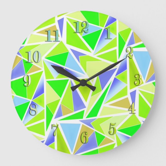 Seamless abstract modern geometrical shapes triang large clock (Front)