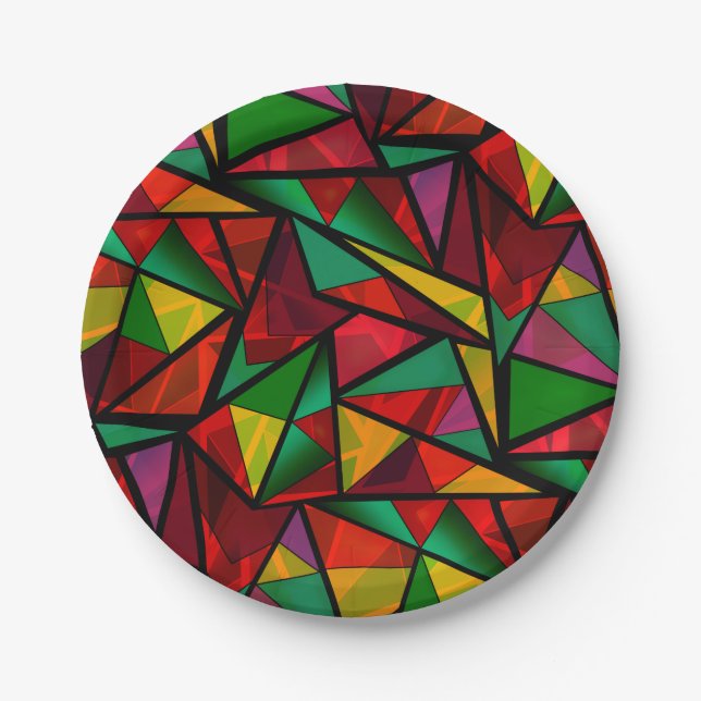 Seamless abstract modern geometrical shapes triang paper plate (Front)