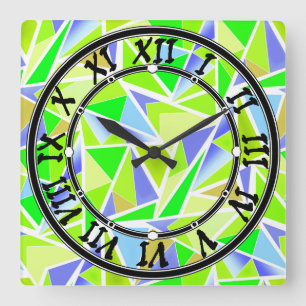 Seamless abstract modern geometrical shapes triang square wall clock