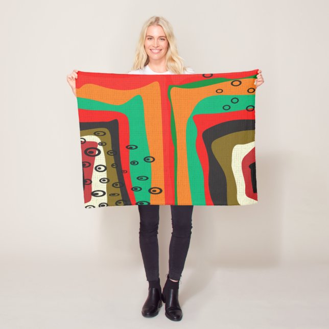 Seamless abstract modern retro colours pattern ora fleece blanket (In Situ)