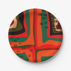 Seamless abstract modern retro colours pattern ora paper plate