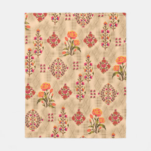 Seamless abstract mughal floral pattern fleece blanket