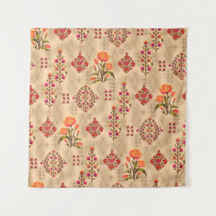 Seamless abstract mughal floral pattern tapestry