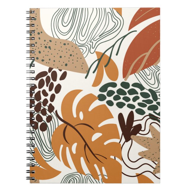 Seamless abstract nature pattern on white backgrou notebook (Front)