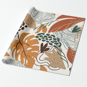 Seamless abstract nature pattern on white backgrou wrapping paper