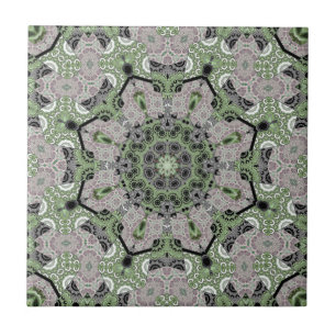 Seamless abstract ornamental gray green black deco tile