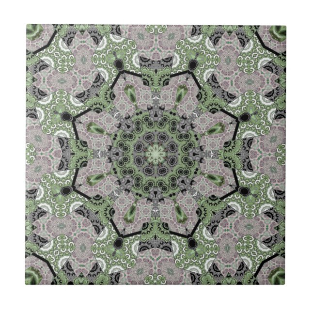Seamless abstract ornamental grey green black deco tile (Front)