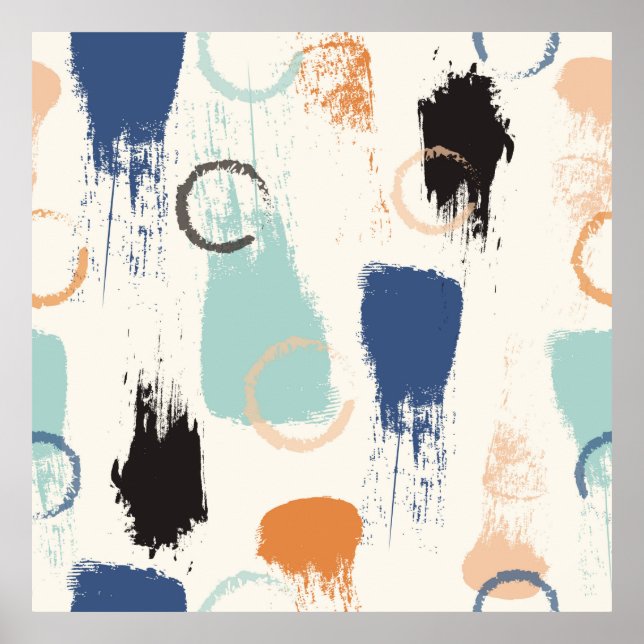 Seamless abstract pastel brush strokes pattern bac poster (Front)