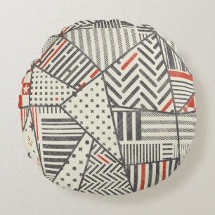 Seamless abstract patchwork in retro colours. Endl Round Pillow