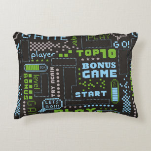 seamless abstract pattern in pixel game style. Wit Accent Pillow