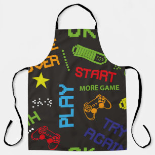seamless abstract pattern in pixel game style. Wit Apron