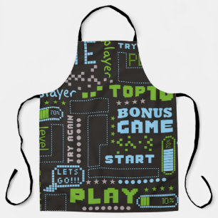 seamless abstract pattern in pixel game style. Wit Apron