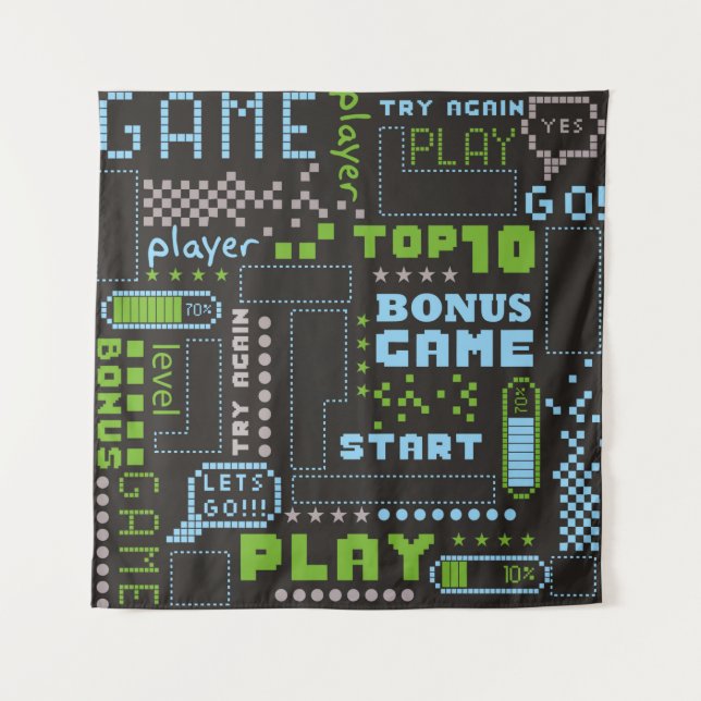 seamless abstract pattern in pixel game style. Wit Tapestry (Front)
