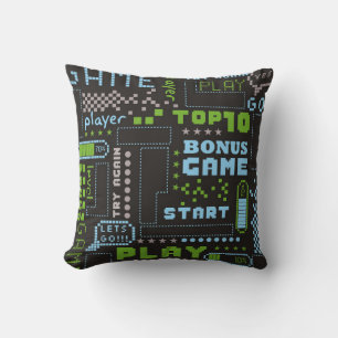 seamless abstract pattern in pixel game style. Wit Throw Pillow