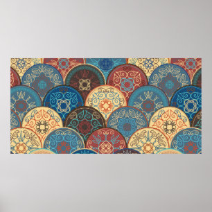 Seamless abstract pattern of trendy coloured abstr poster