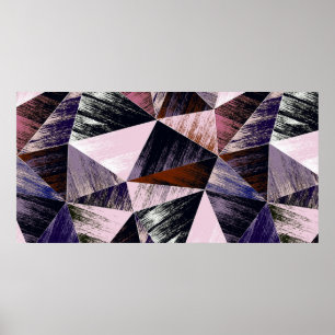 Seamless abstract polygon pattern. Blue, pink, bro Poster