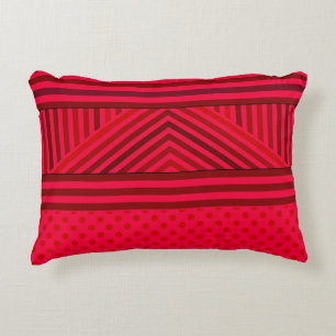 Seamless abstract red lined striped polka dots cir accent pillow