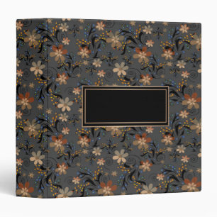 Seamless abstract retro beige flowers grey backgro binder