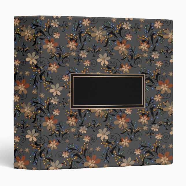 Seamless abstract retro beige flowers grey backgro binder (Front/Spine)
