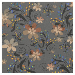 Seamless abstract retro beige flowers grey backgro fabric