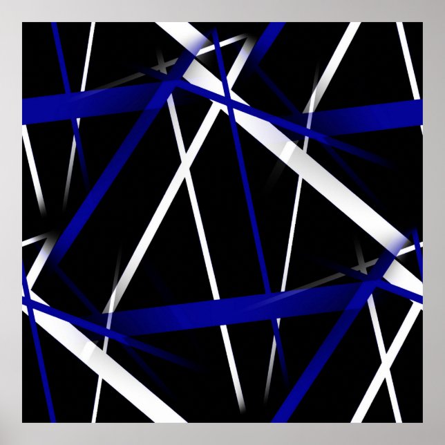 Seamless Abstract  Royal Blue and White Lines Poster (Front)