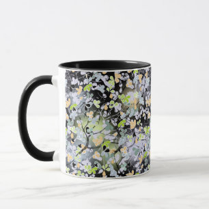 Seamless abstract spring tree branches leaves blac mug