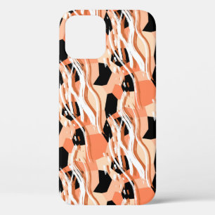 Seamless abstract trendy pattern with peach iPhone 12 case