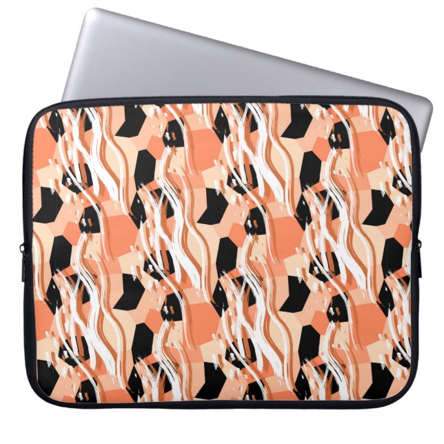 Seamless abstract trendy pattern with peach laptop sleeve (Front)