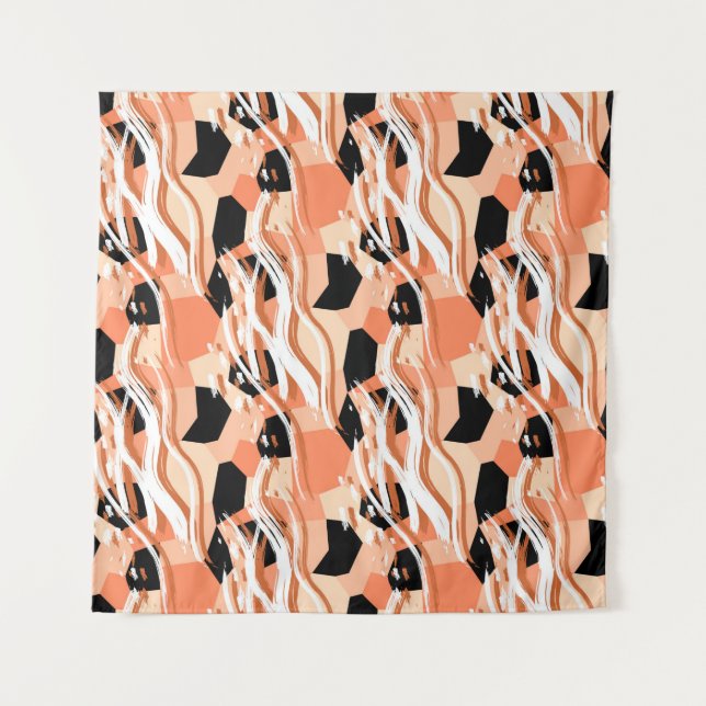 Seamless abstract trendy pattern with peach tapestry (Front)