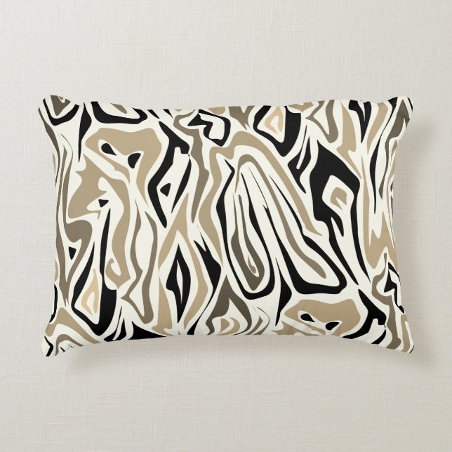 Seamless abstract zebra skin leather modern black accent pillow (Front)