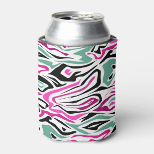 Seamless abstract zebra skin leather modern black can cooler