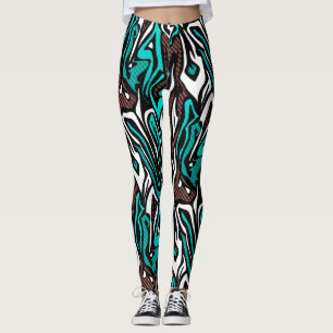 Seamless abstract zebra skin leather modern blue b leggings
