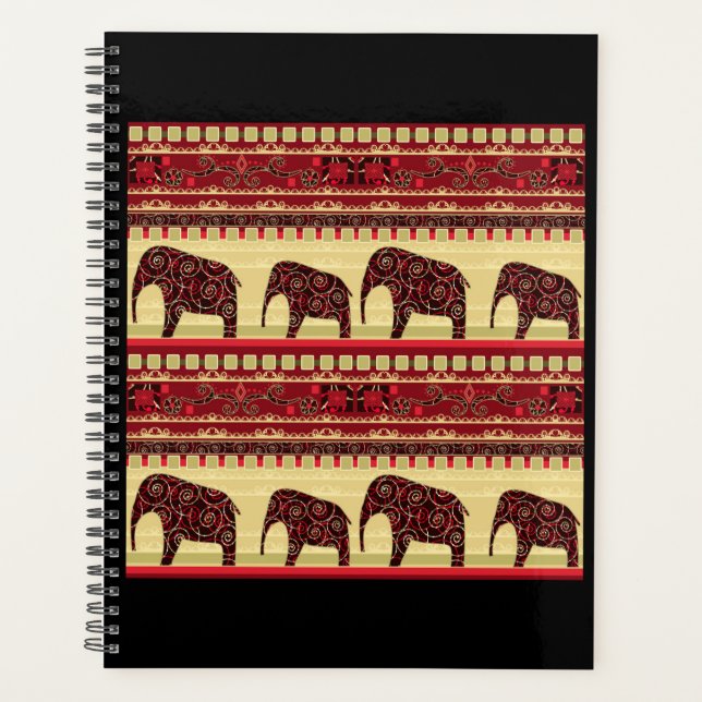 Seamless african ethno design elephants ornamental planner (Front)