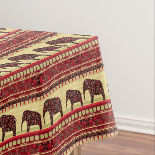 Seamless african ethno design elephants ornamental tablecloth