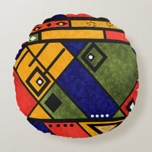 Seamless african ethno traditional texture pattern round pillow