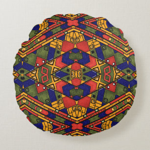 Seamless african ethno traditional texture pattern round pillow