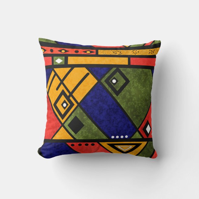 Seamless african ethno traditional texture pattern throw pillow (Front)