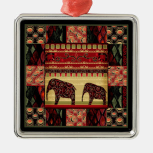 Seamless african patchwork ornamental indian eleph metal ornament