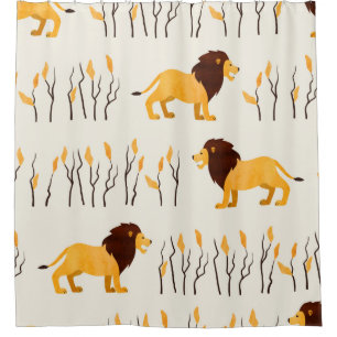 Seamless African pattern with cute lion. vintage w