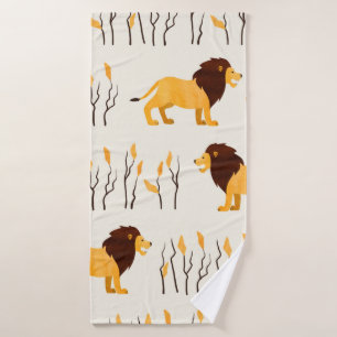 Seamless African pattern with cute lion. vintage w Bath Towel