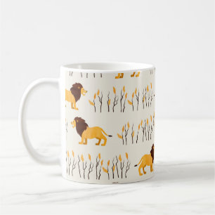 Seamless African pattern with cute lion. vintage w Coffee Mug
