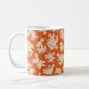 Seamless aloha pattern of hibiscus and pineapple,  coffee mug