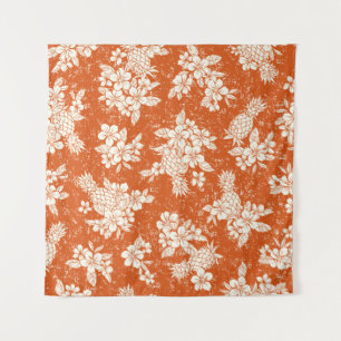 Seamless aloha pattern of hibiscus and pineapple,  tapestry