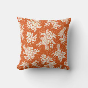 Seamless aloha pattern of hibiscus and pineapple, throw pillow