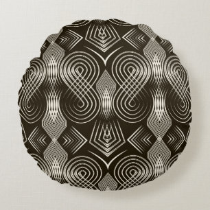 Seamless antique art deco pattern ornament. Geomet Round Pillow