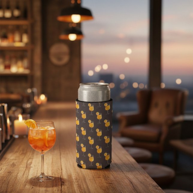 Seamless Aperol Spritz Cocktail Pattern Seltzer Can Cooler (Creator Uploaded)