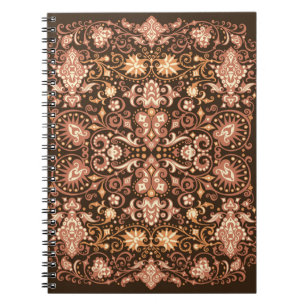 Seamless Arabesque Floral Pattern. Art Deco Style Notebook