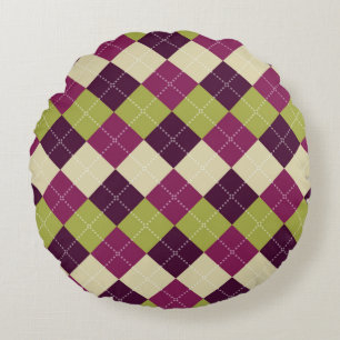 Seamless argyle pattern. Diamond shapes background Round Pillow