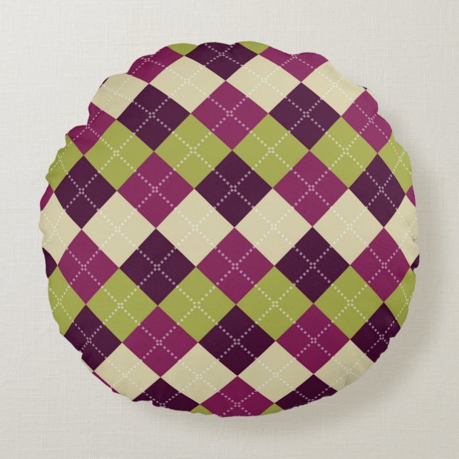 Seamless argyle pattern. Diamond shapes background Round Pillow (Front)